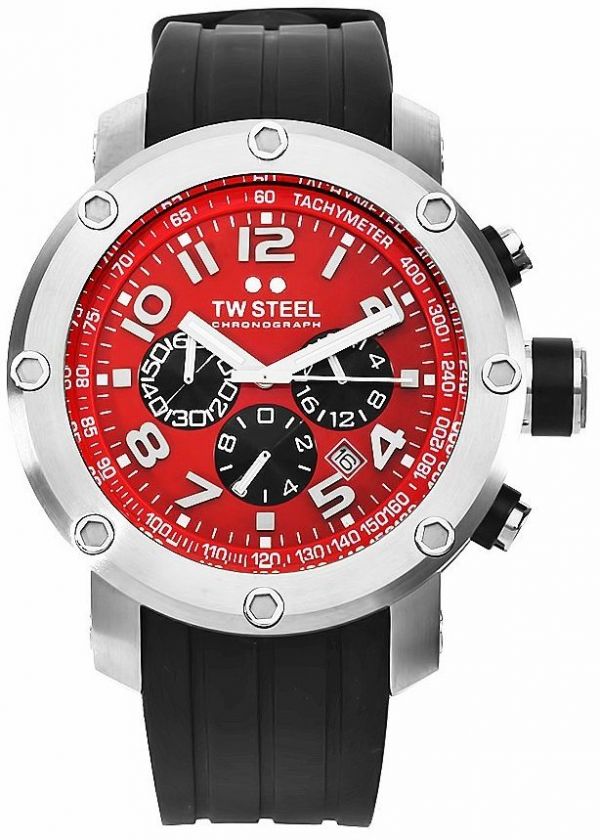 TW Steel Grandeur Tech 45MM Red Dial Chronograph Mens Watch TW124 