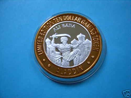 ALI BABA ALADDIN CASINO GAMING SILVER COIN SHARP RARE  