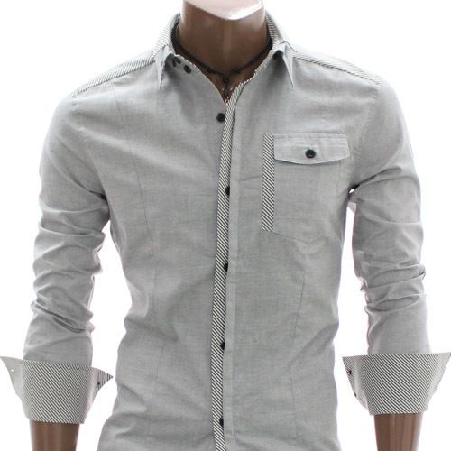 youstars Mens Casual Button Down Shirt GRAY (AT896  