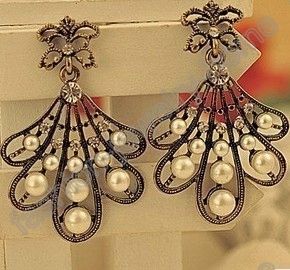 fashion a pair glass crystal pearl flower earrings  