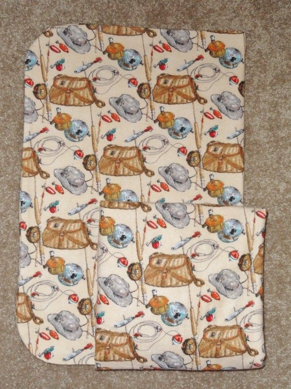 CRIB/TODDLER SHEET & PILLOWCASE  FLANNEL   AN ABUNDANCE OF FISHING 