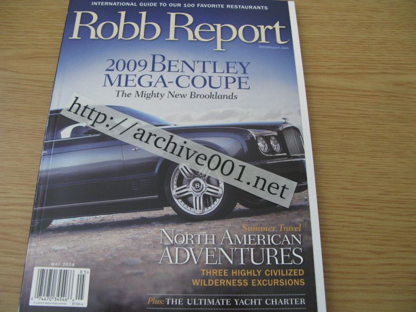 Robb Report 2008 LOT Apr May Jun Luxury Magazine Collection Cars Homes 