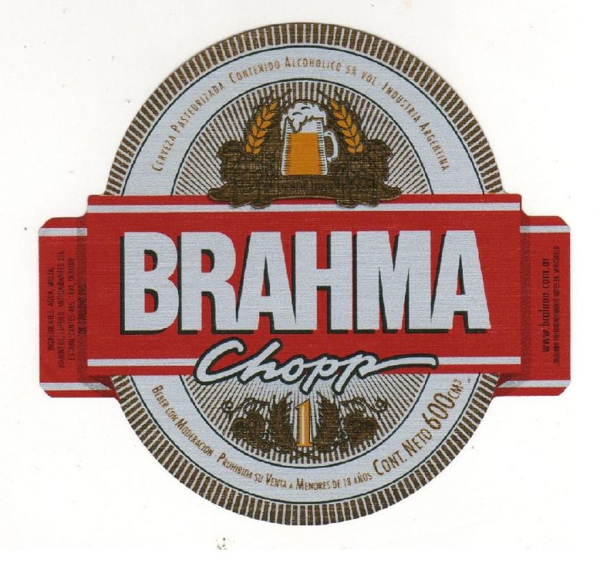 BRAHMA CHOPP 660ML BEER LABEL ARGENTINA SUDAMERICA  