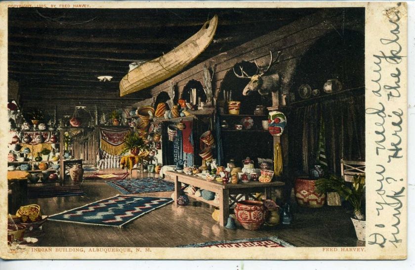 FRED HARVEY POSTCARD ALBUQUERQUE NEW MEXICO INDIAN BUILDING DETROIT 