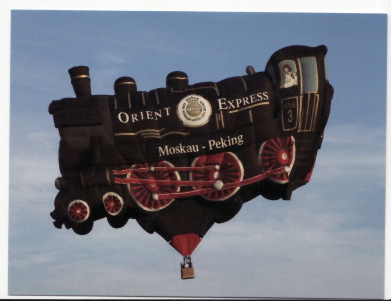 ALBUQUERQUE NM FIESTA Train Locomotive Balloon postcard  