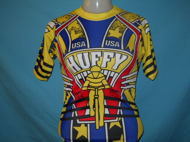 vintage HUFFY USA BICYCLE BIKE JERSEY POLY t shirt YM  