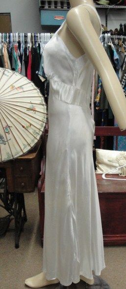 Vintage 30s 40s White Satin NightGown  