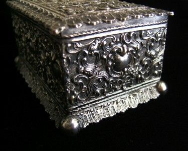 Antique WMF Jewelry Casket ~ Ornate Victorian Hinged Silverplate Box 