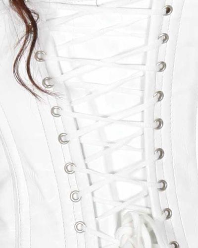 Renaissance Attire White Steel Boned Leather Corset Women Tight Lacing 