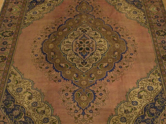 9x12 Handmade Antique Persian Tabriz Serapi Wool Rug  