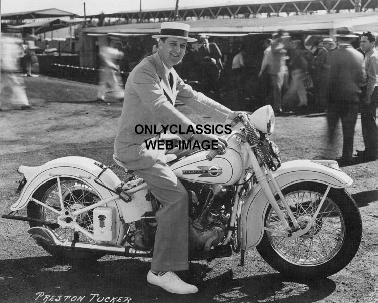 PRESTON TUCKER AUTO  HARLEY MOTORCYCLE  INDY 500  PHOTO  