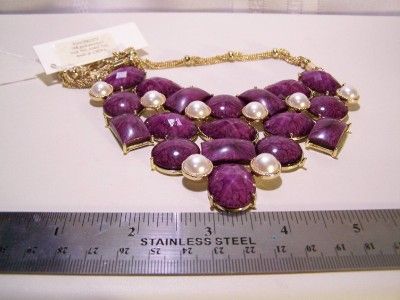 AMRITA SINGH FASHION COSTUME AMETHYST RESIN STONE GOLD PLATED NECKLACE 