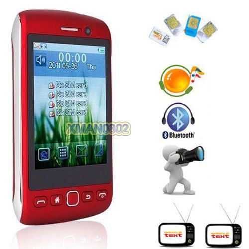 GSM Unlocked 4 Sim 4 Standby Analog TV ISDB T Digital TV 2.8 Touch 