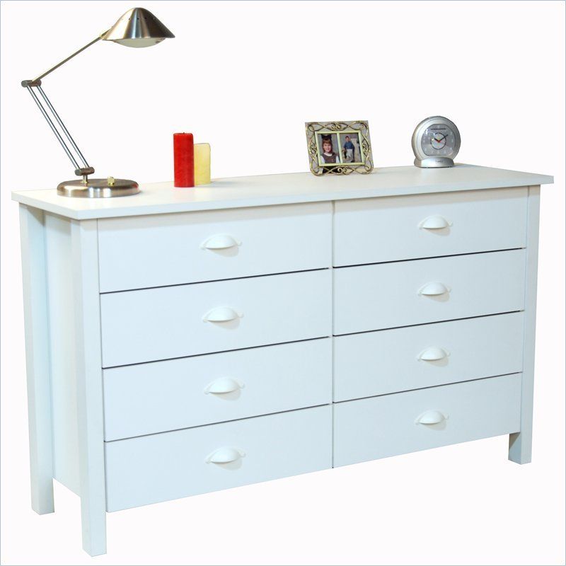 Venture Horizon Nouvelle White 8 Drawer Lowboy Dresser  