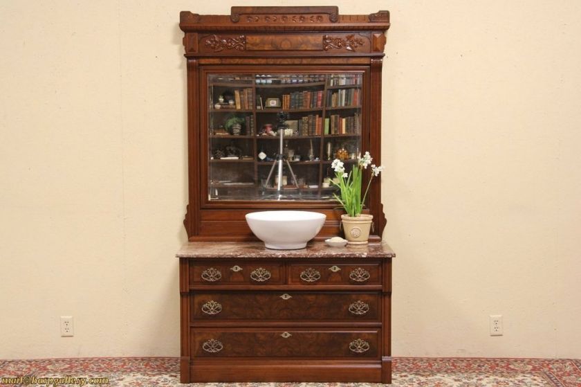 Eastlake Chest or Dresser, Marble Top, Swivel Mirror  