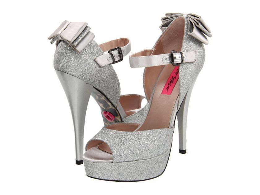 BETSEY JOHNSON Alexsaa SILVER Platform Shoes Dress Pumps Heels Wedding 