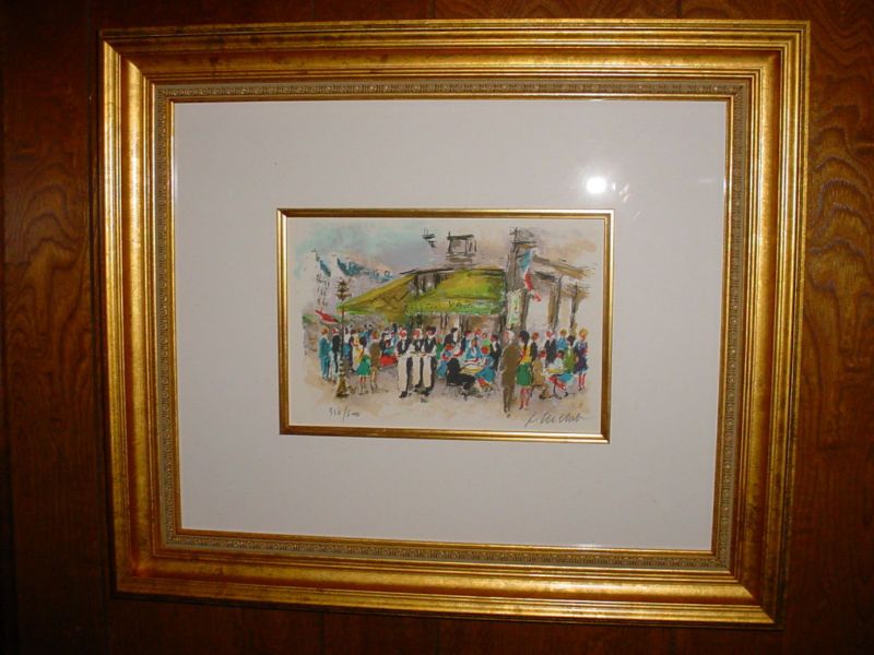 Urbain Huchet original color lithograph Le Deux Magots hand signed 