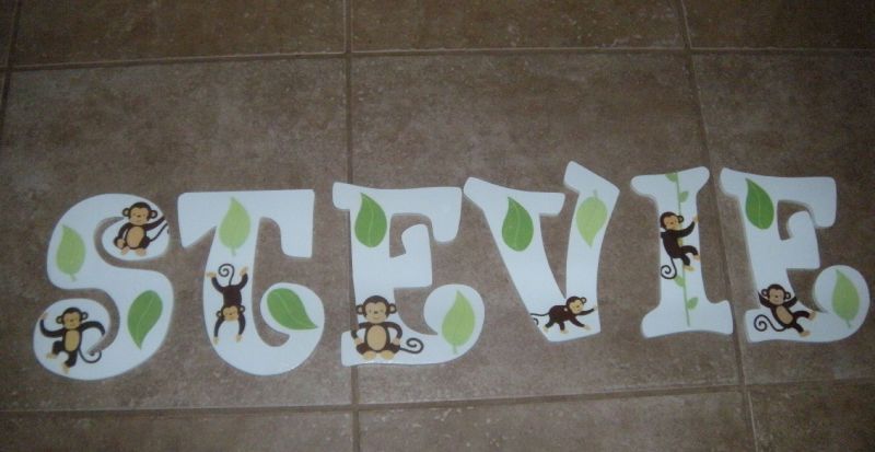 CUSTOM NURSERY WOODEN WALL LETTERS KIDSLINE MONKEY PLAY  