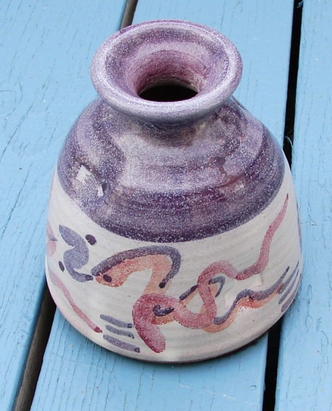 POTTERY VASE PURPLE TINTS 4 X 4 ART CRAFT NICE UNIQUE  