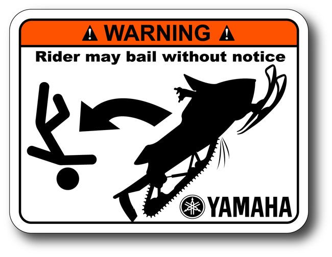 Rider Bail Yamaha Snowmobile Warning Sticker Decal Apex  