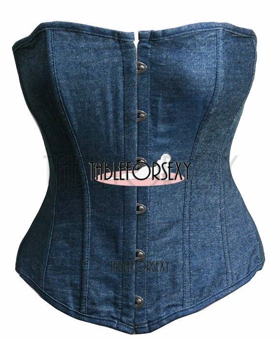 Blue Denim Jean Style Bustier Corset Top S/M/L/XL  