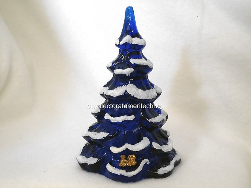 Fenton Cobalt Frosted Tree with Gold Train 5535 U3 NIB  