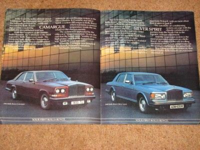 1983 ROLLS ROYCE BROCHURE   Corniche   Camargue   Continental S1 