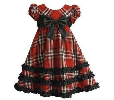 Bonnie Jean Girls Plaid Satin Bow Boutique Holiday Chirstmas Wedding 