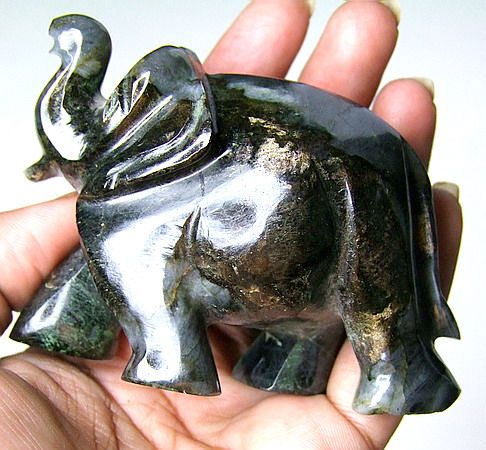 1140CT LABRADORITE ELEPHANT CARVING ART GEMS SCULPTURE  