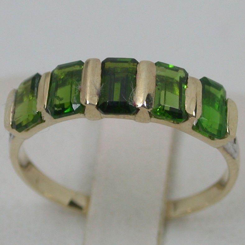   14K SOLID YELLOW GOLD NATURAL AAA TSAVORITE GARNET BAND DIAMOND RING