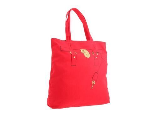 Michael Kors MK Red Canvas Hamilton Trompe Loeil Tote Bag NEW NWT $68 