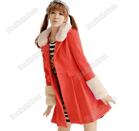   Slim Wool Lapel Collars Coat Trench Jacket Outerwear Dress Style Tops