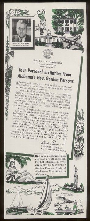 1954 Governor Gordon Persons photo Alabama travel ad  