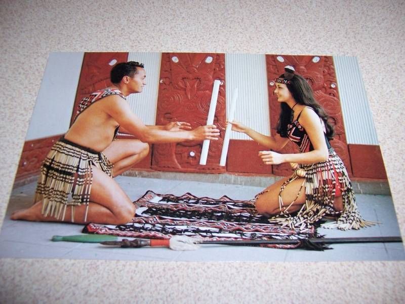 MAORI STICK GAME ROTORUA NEW ZEALAND NZ. POSTCARD  