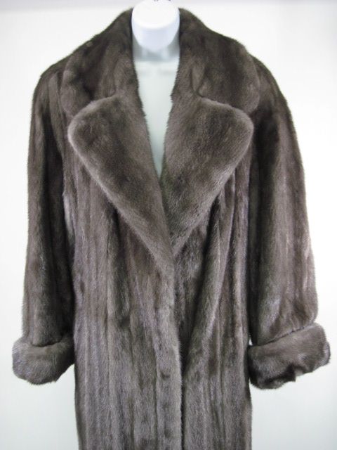 THEOS COLLECTION Blue Iris Mink Fur Long Coat Jacket L  