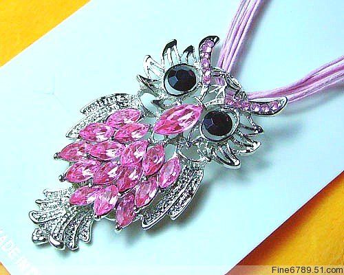 Lots Fashion 12Strands Owl Plastic Bead Metal Necklaces  