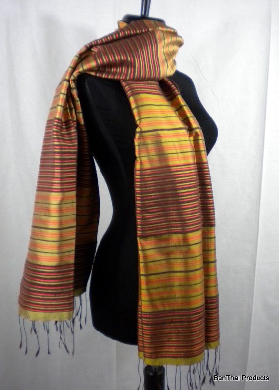 Hand Woven 100% Thai Pure Silk Scarf Wrap Shawl NEW BTP  