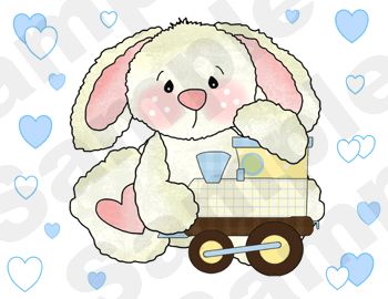 BABY BOY BUNNY RABBIT WALL ART BORDER STICKERS DECALS  