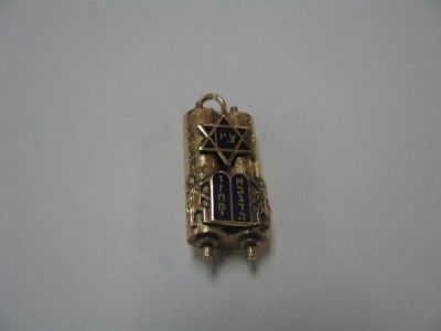 14K Solid Gold Jewish Torah Charm Pendant  