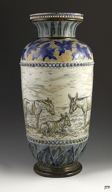 DOULTON LAMBETH HANNAH BARLOW GOAT DONKEY VASE 1877  