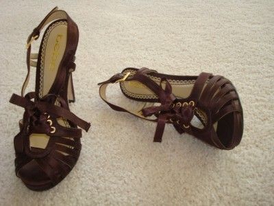 BEBE NIB SHOES PUMPS HEELS MELORA BROWN SANDAL 7  