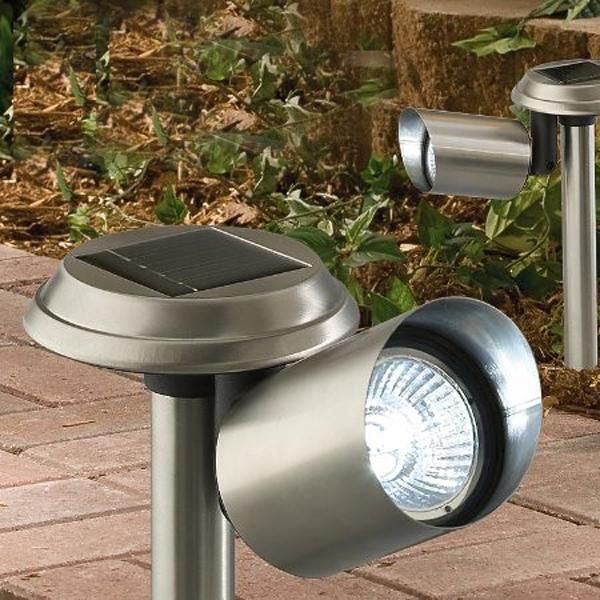   Solar 3 LED White stainless steel Flood Garden path Light  