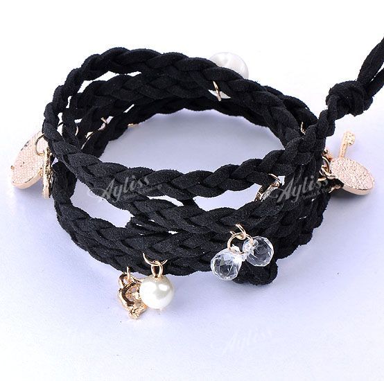 Colors Woven Knitted Rope Hemp Dangle Charms Cuff Bracelet Wristband 