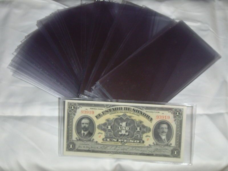 Paper Money Sleeves Semi Rigid PVC ( 50 ) Sleeves.  