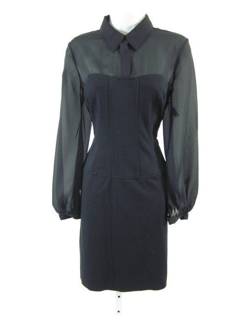 NWT RICKIE FREEMAN TERI JON Blk Collared Dress 8 $370  