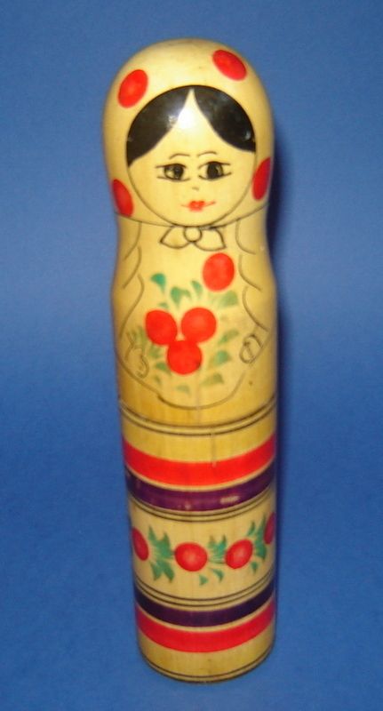 USSR Russian nesting doll MAIDEN PENCIL BOX HOLDER RARE  