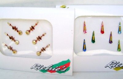   TRADITIONAL art jewelry CRYSTAL work 2 BINDI CARDS/temporary tattoos