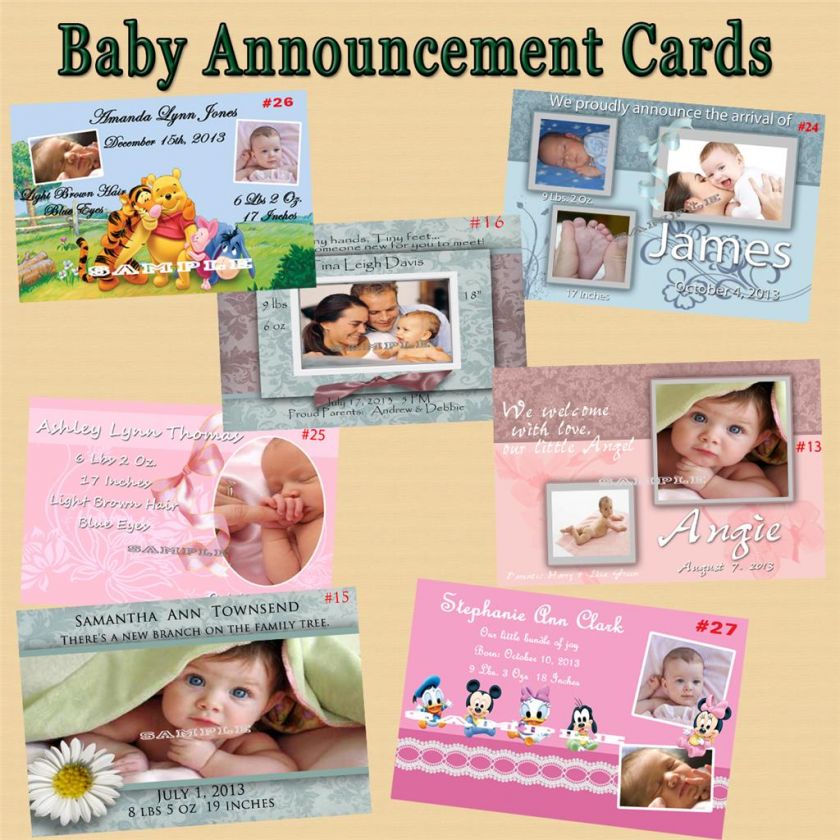 Baby Birth Announcement Cards Personalized with your Babys Picture 