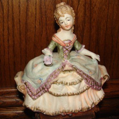 Vintage German Girl Bisque Victorian Lady Night Light  