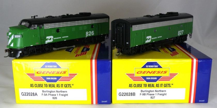 HO Scale F9 A/B Locomotives   Burlington Northern #826 & 827   Athearn 